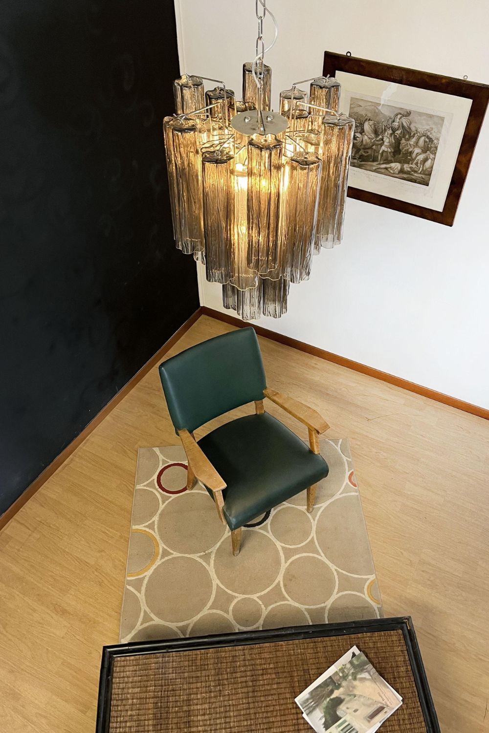 Vintage Smoked Glass Tube Chandelier - view 6 | everlamps