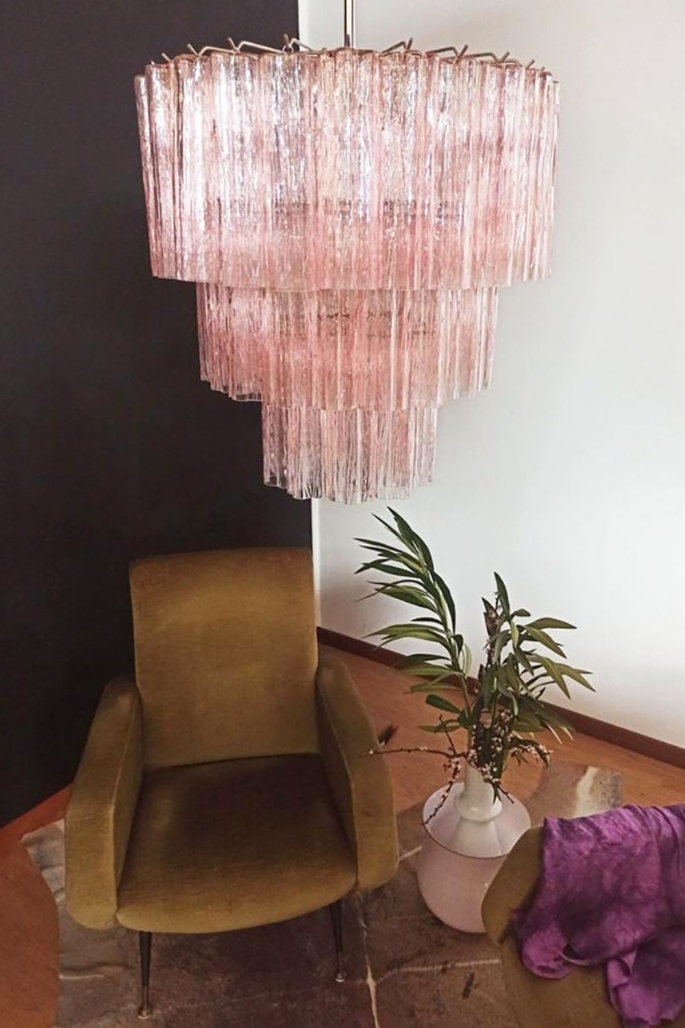 Art light pink glass tube chandelier - view 9 | everlamps