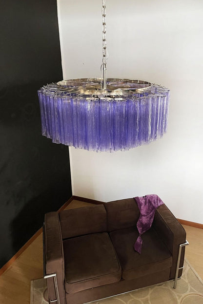 Italian Modernist Purple Art Glass Tube Chandelier - view 3 | everlamps
