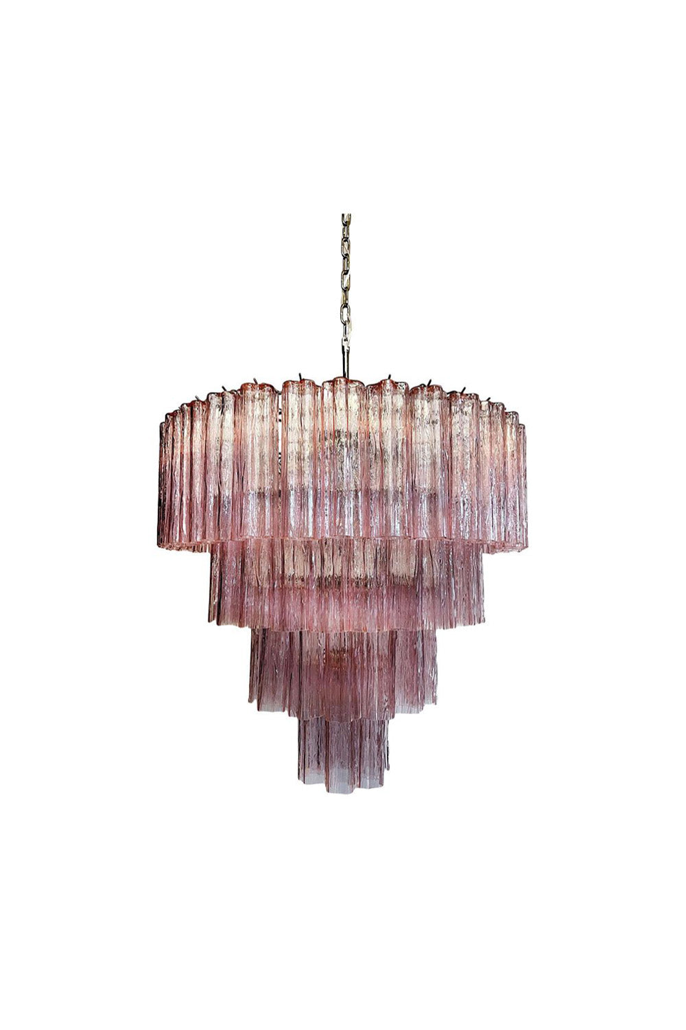 Large Pink Art Glass Tiered Chandelier | everlamps