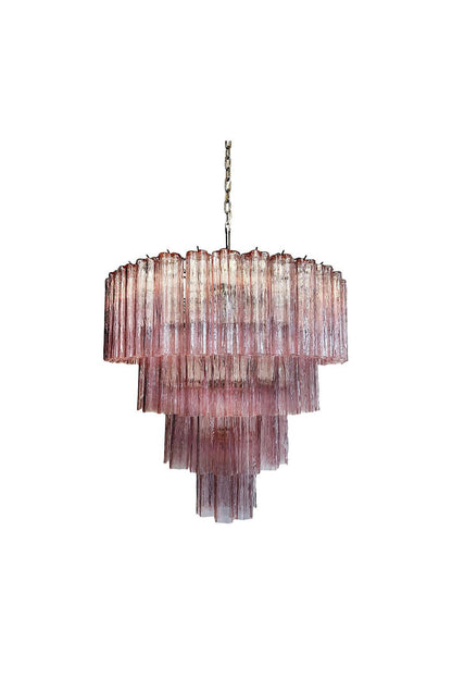 Large Pink Art Glass Tiered Chandelier | everlamps
