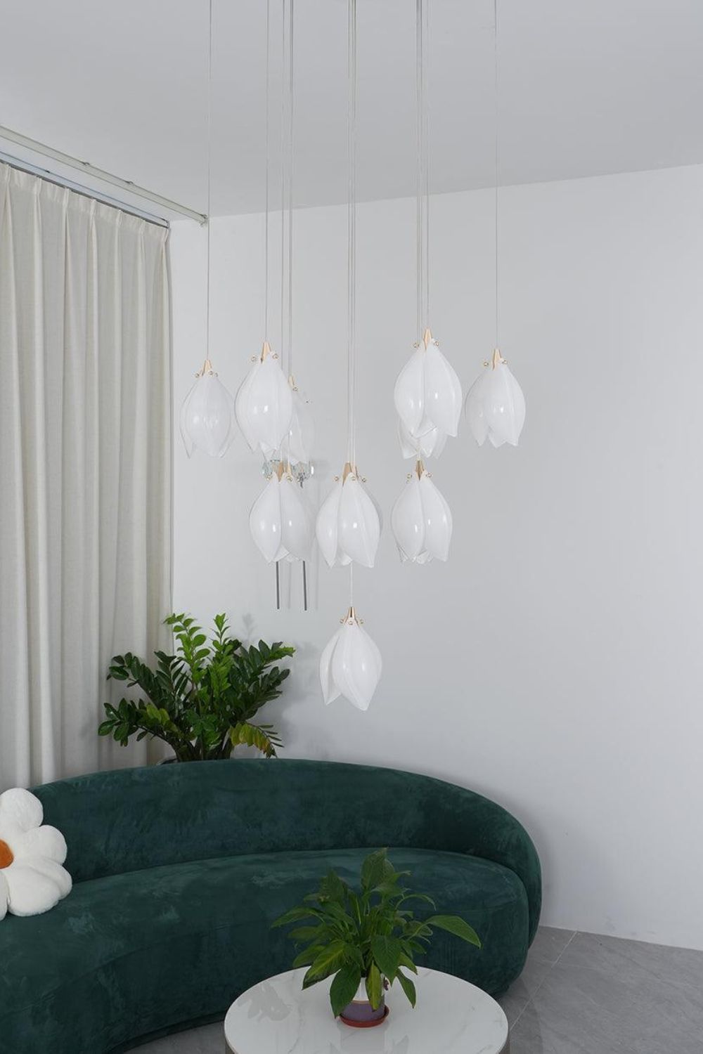 Gold Stem Ceramic Flower Chandelier - view 7 | everlamps