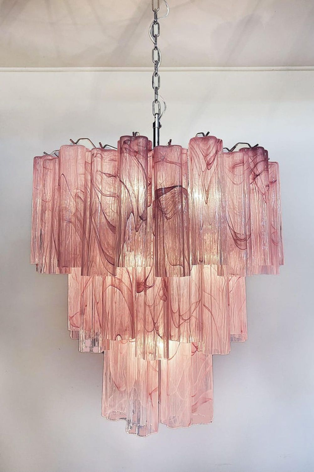 Ruby Glow Art Three-Tier Glass Chandelier - view 10 | everlamps