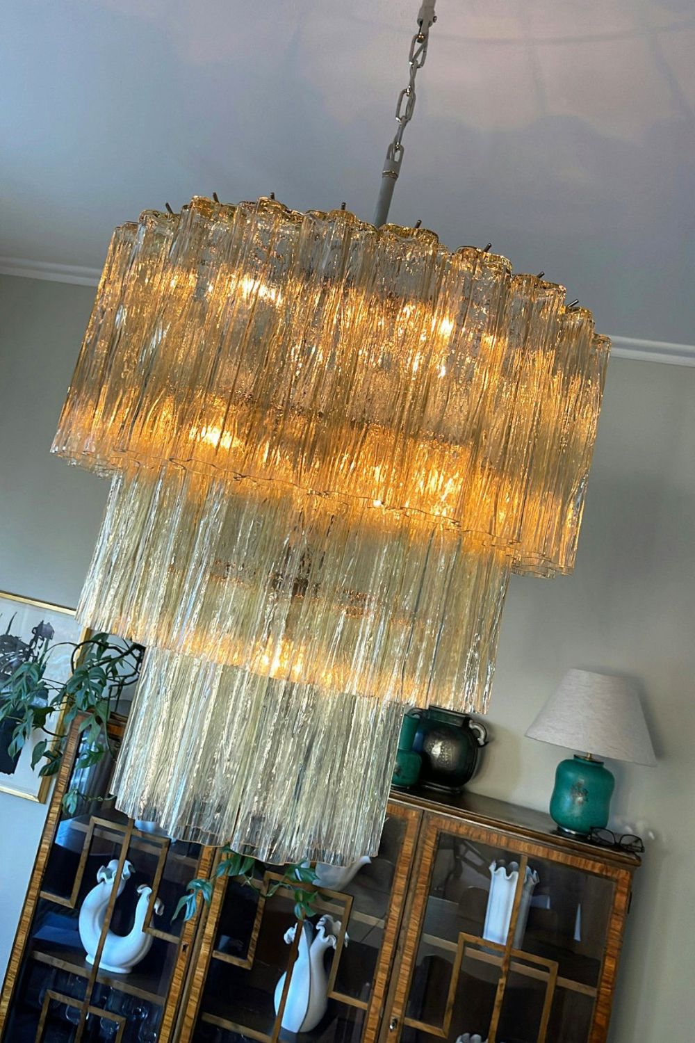 Amber Honey Art Glass Tube Chandelier - view 4 | everlamps