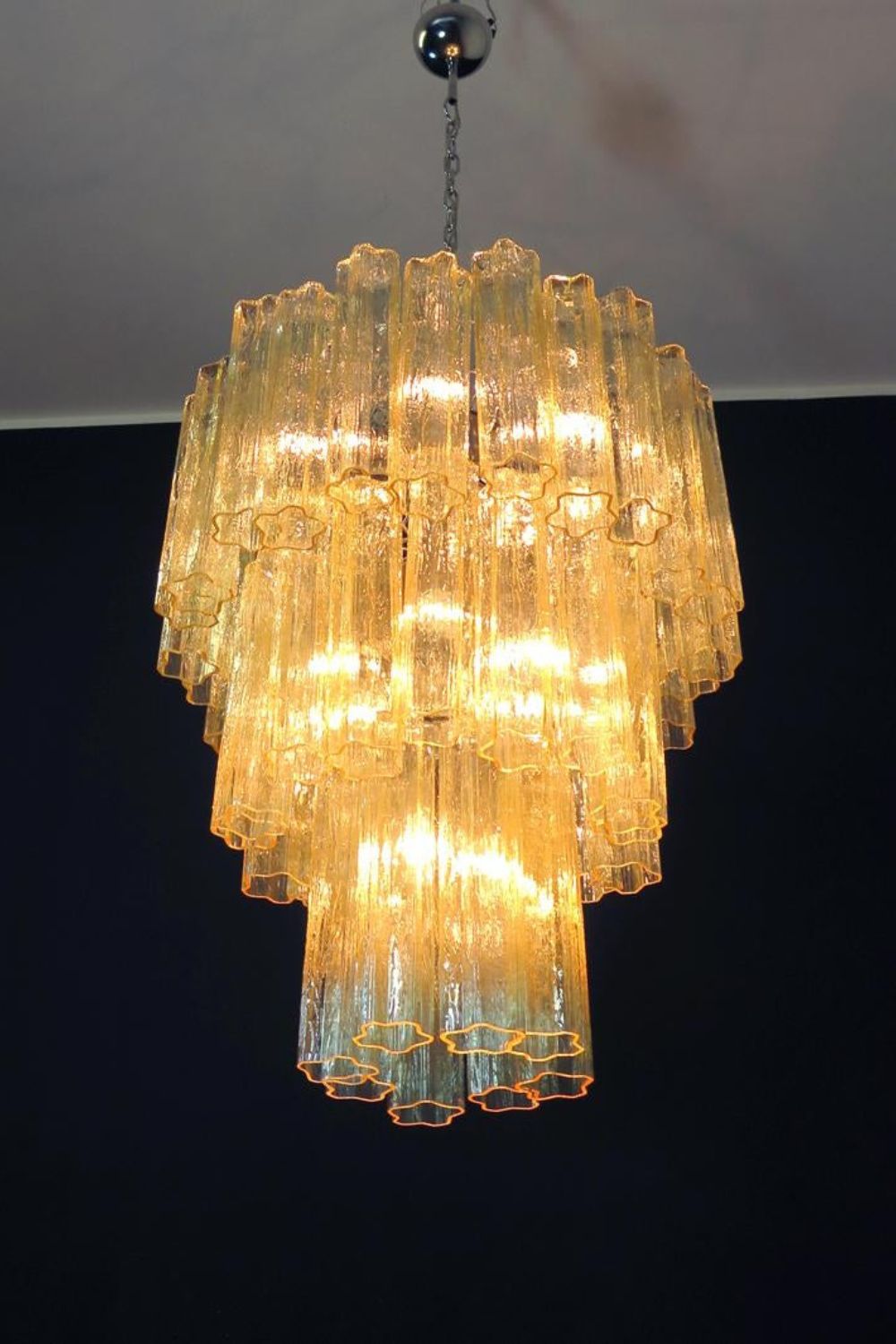 Three-Tier Yellow  Glass Art Chandelier - view 15 | everlamps