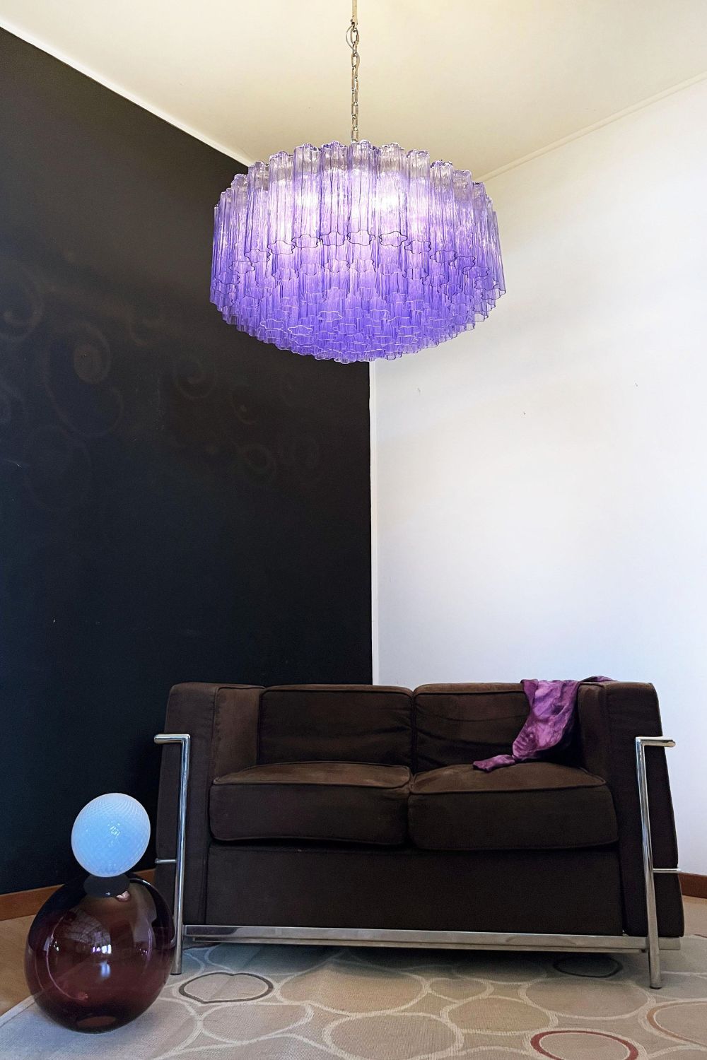 Italian Modernist Purple Art Glass Tube Chandelier - view 11 | everlamps