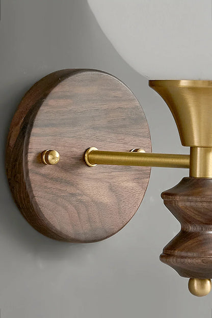 Vintage Globe Walnut Wood Wall Lamp - view 11 | everlamps
