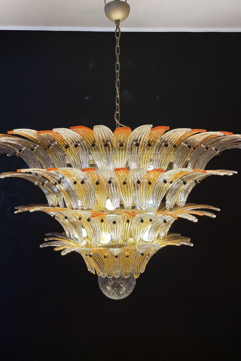 Amber and Clear Art Glass Palmette Chandelier - view 10 | everlamps