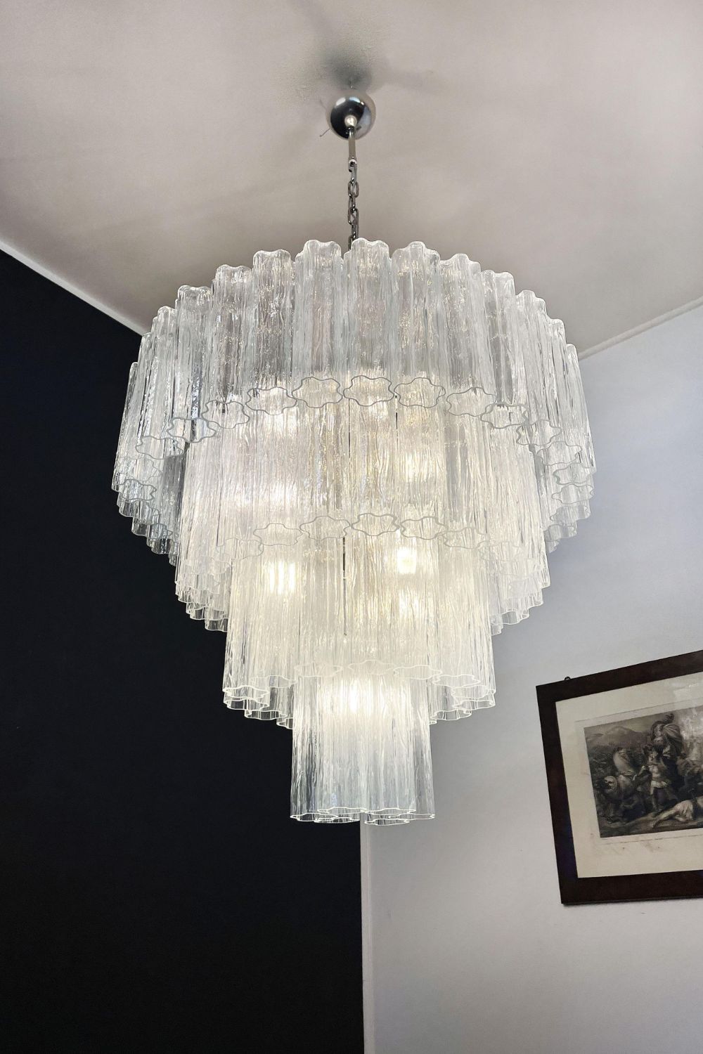 Art clear glass tiered chandelier - view 13 | everlamps