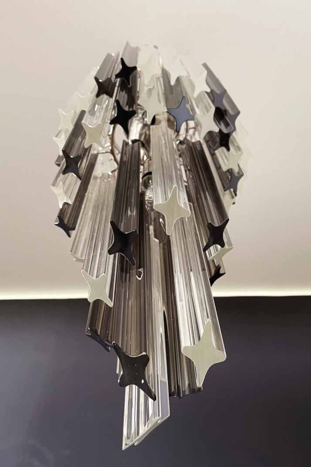 Vintage Smoked Art Glass Prism Spiral Chandelier - view 13 | everlamps