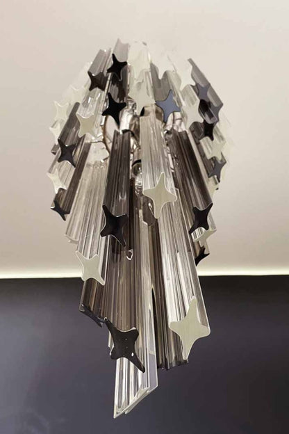 Vintage Smoked Art Glass Prism Spiral Chandelier - view 13 | everlamps