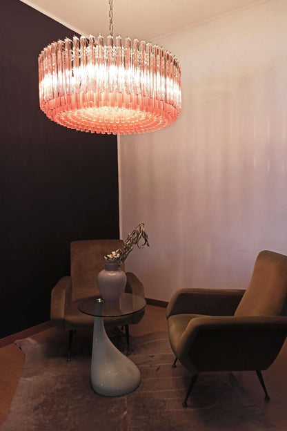 Large pink Art Triedri glass prism chandelier - view 3 | everlamps