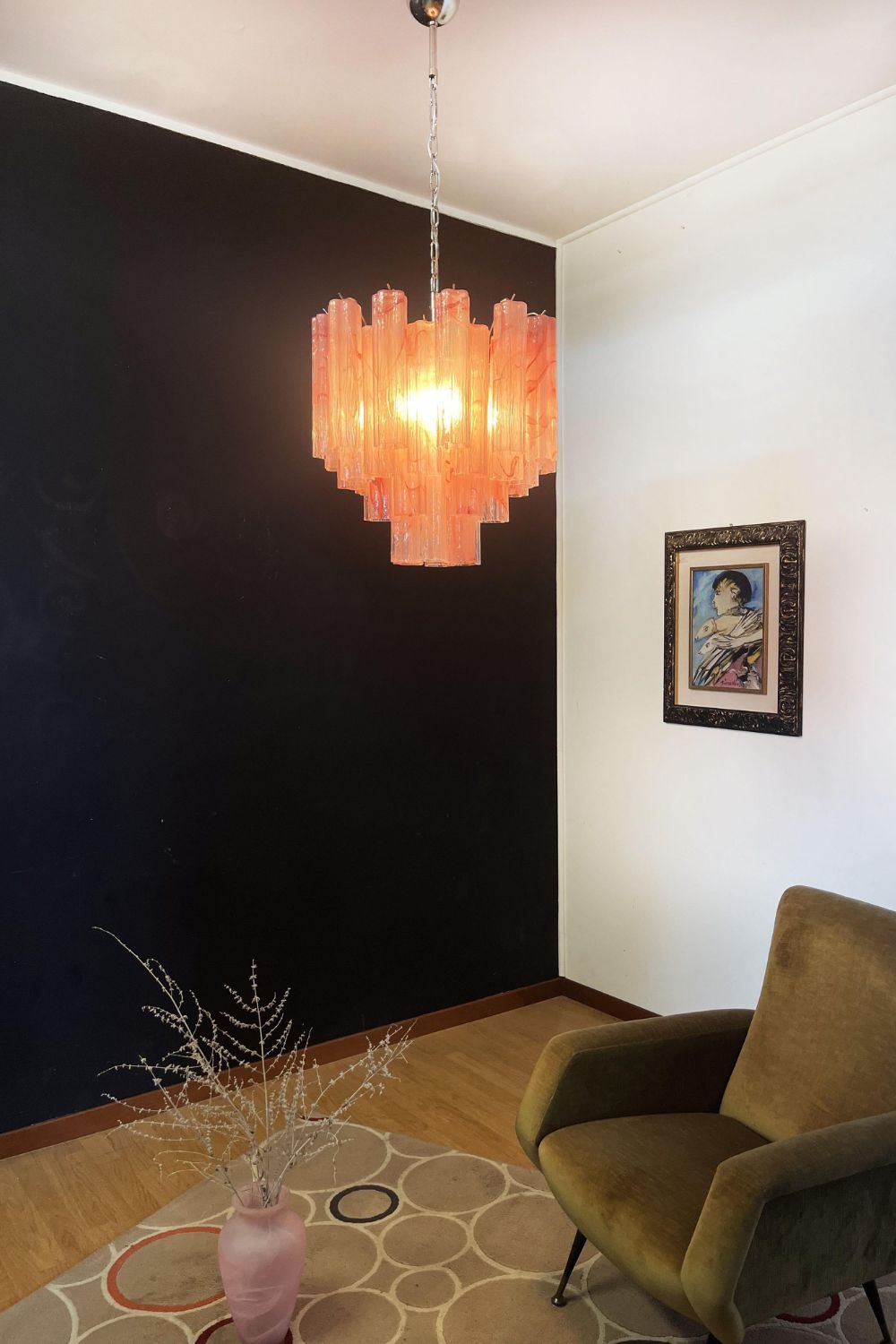 Pink Art Glass Tree Branch Chandelier - view 5 | everlamps
