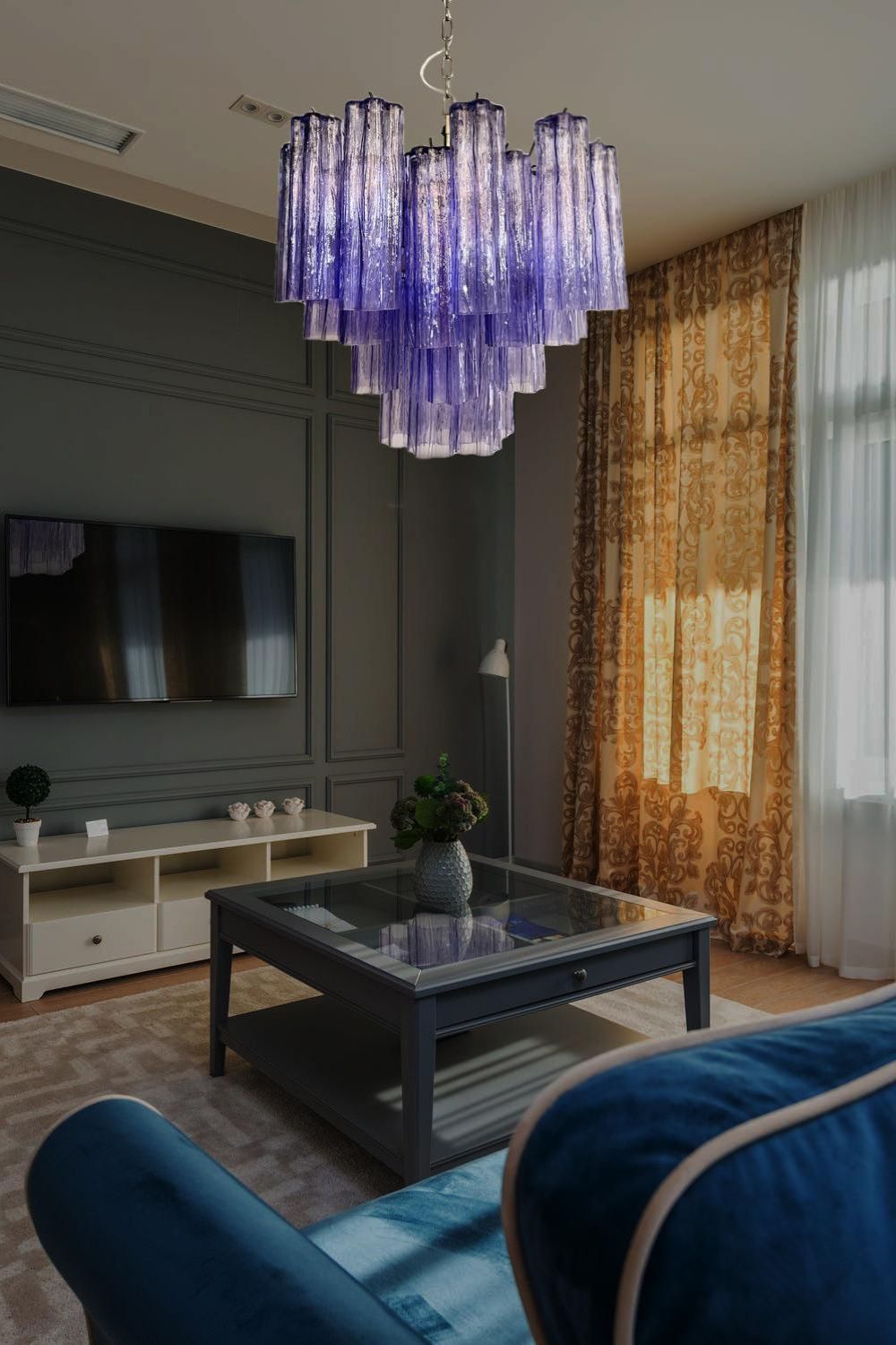 Amethyst Art Glass Pendant Chandelier - view 3 | everlamps