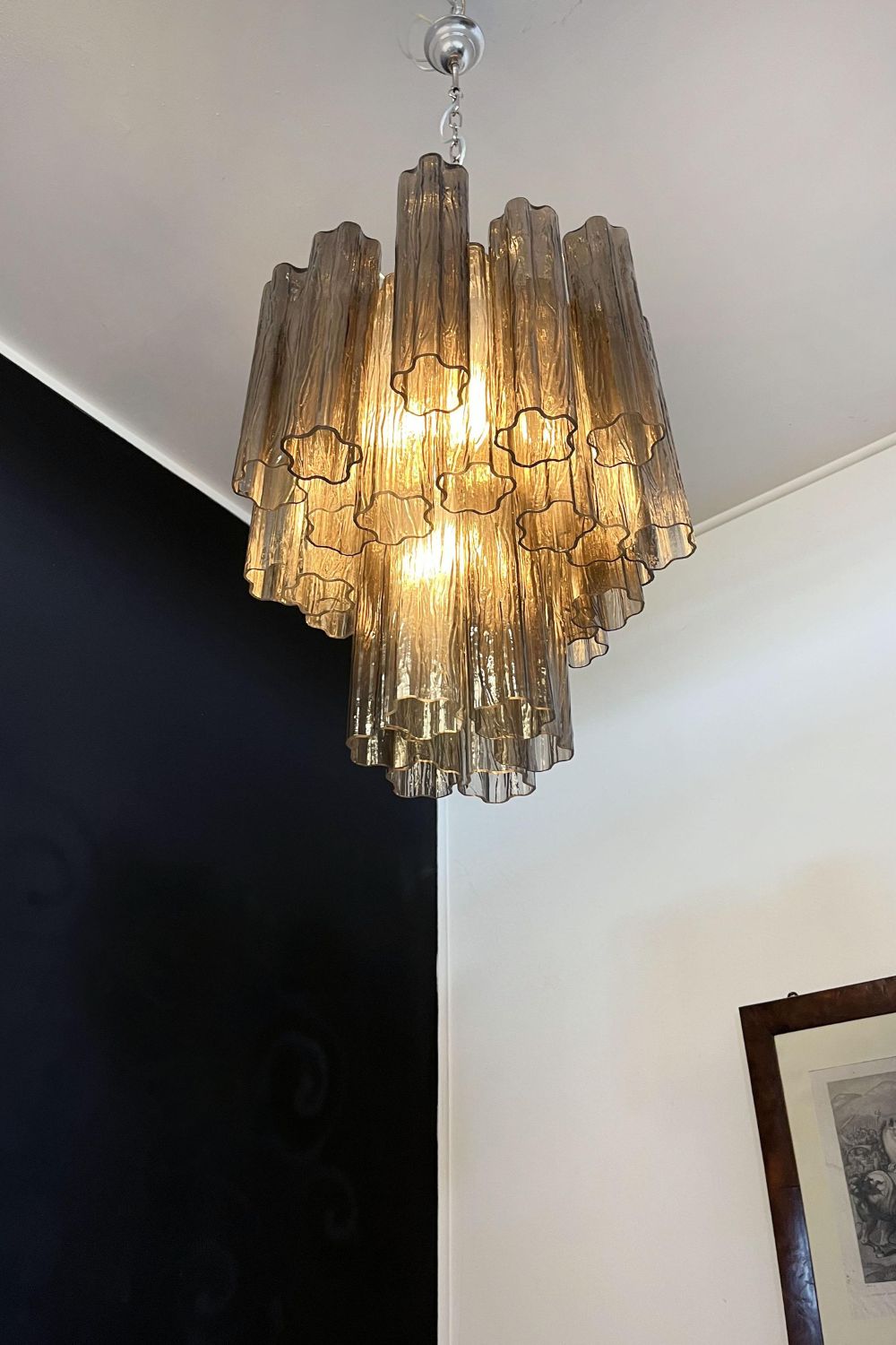Vintage Smoked Glass Tube Chandelier - view 12 | everlamps