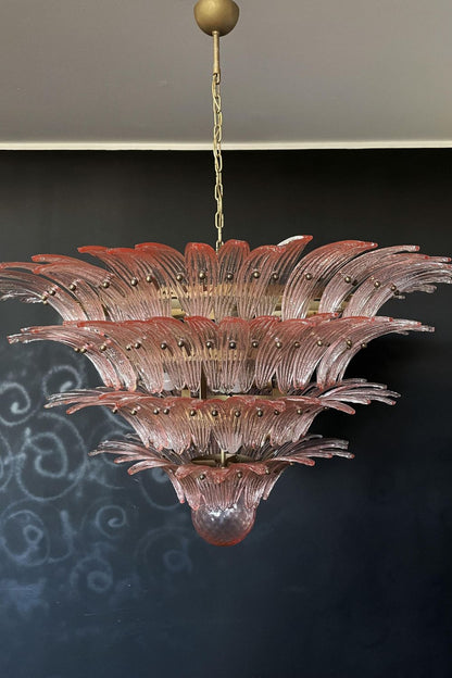 Art Four-tier pink glass palm leaf chandelier - view 7 | everlamps