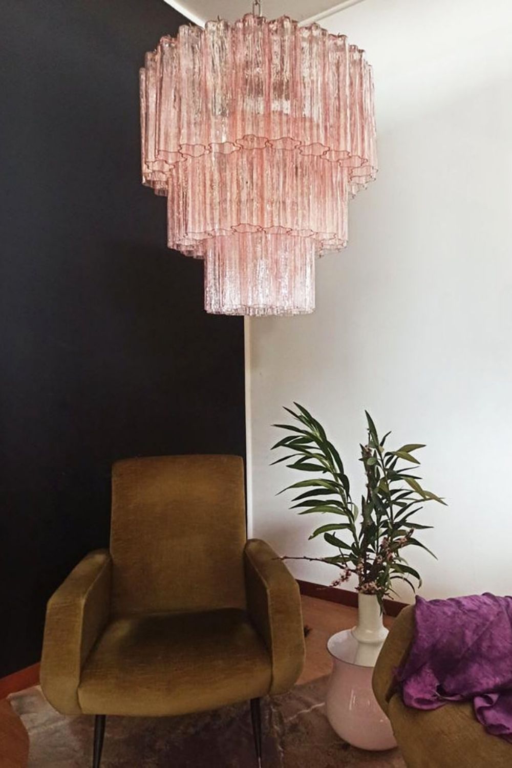 Art light pink glass tube chandelier - view 8 | everlamps