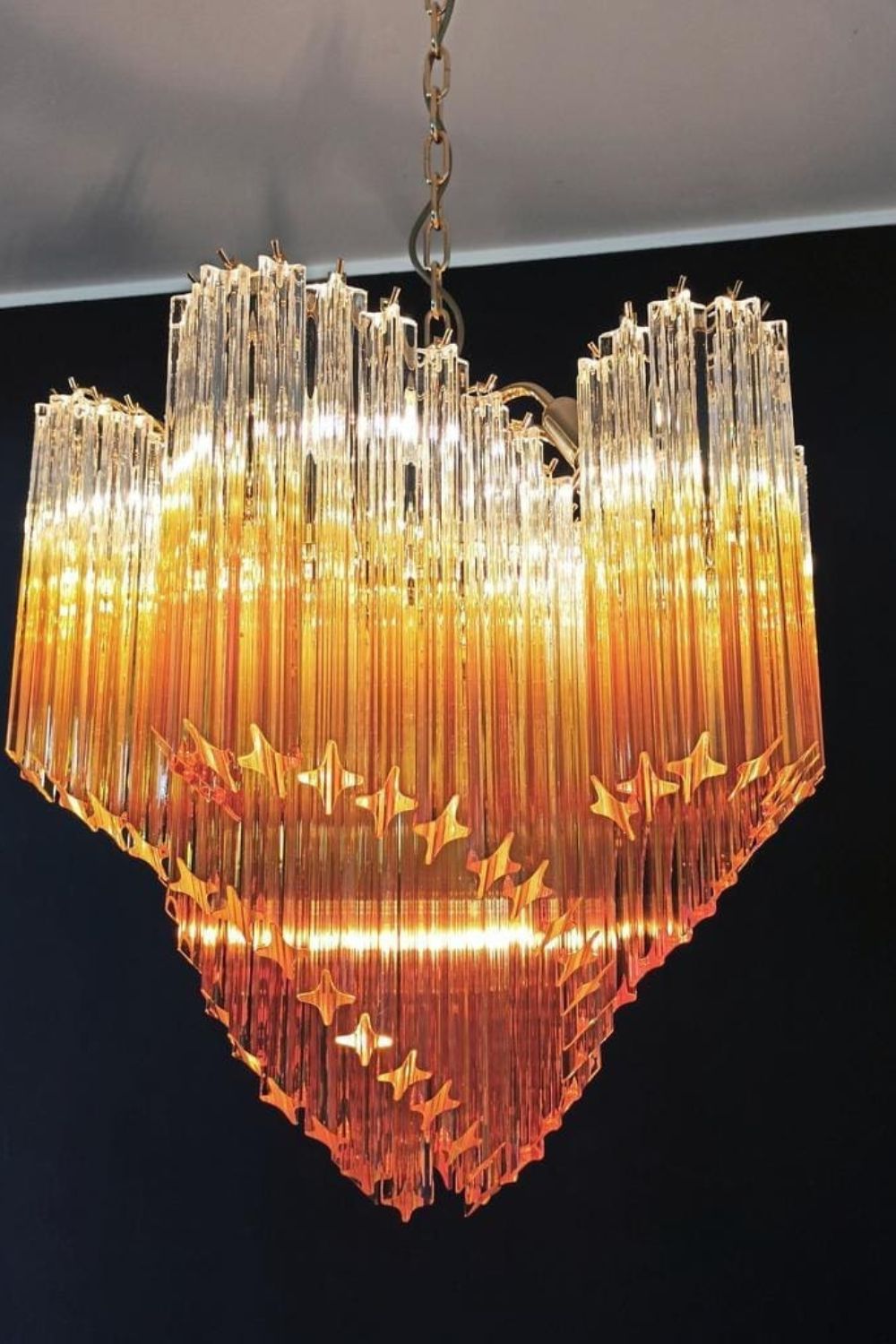 Shaded Amber Art Crystal Prism Chandelier - view 6 | everlamps