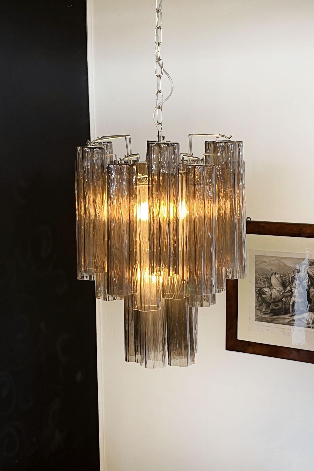 Vintage Smoked Glass Tube Chandelier - view 4 | everlamps