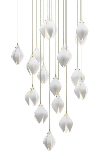 Gold Stem Ceramic Flower Chandelier - view 22 | everlamps