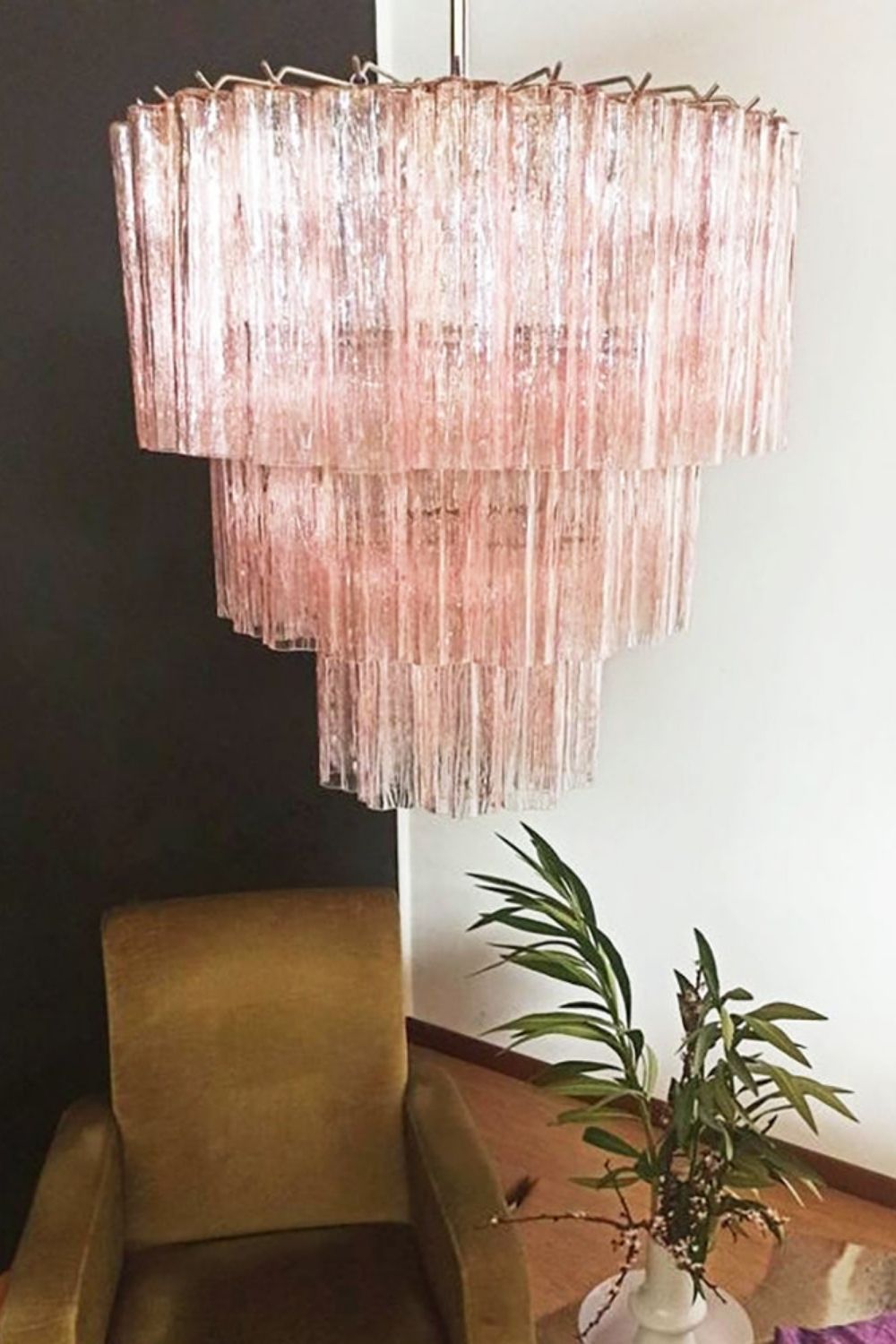 Art light pink glass tube chandelier - view 7 | everlamps