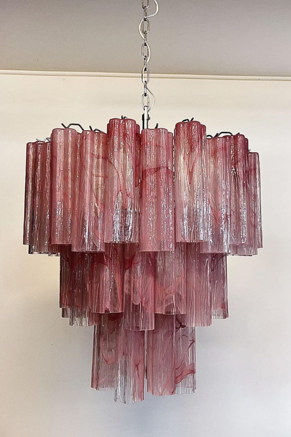 Ruby Glow Art Three-Tier Glass Chandelier - view 9 | everlamps