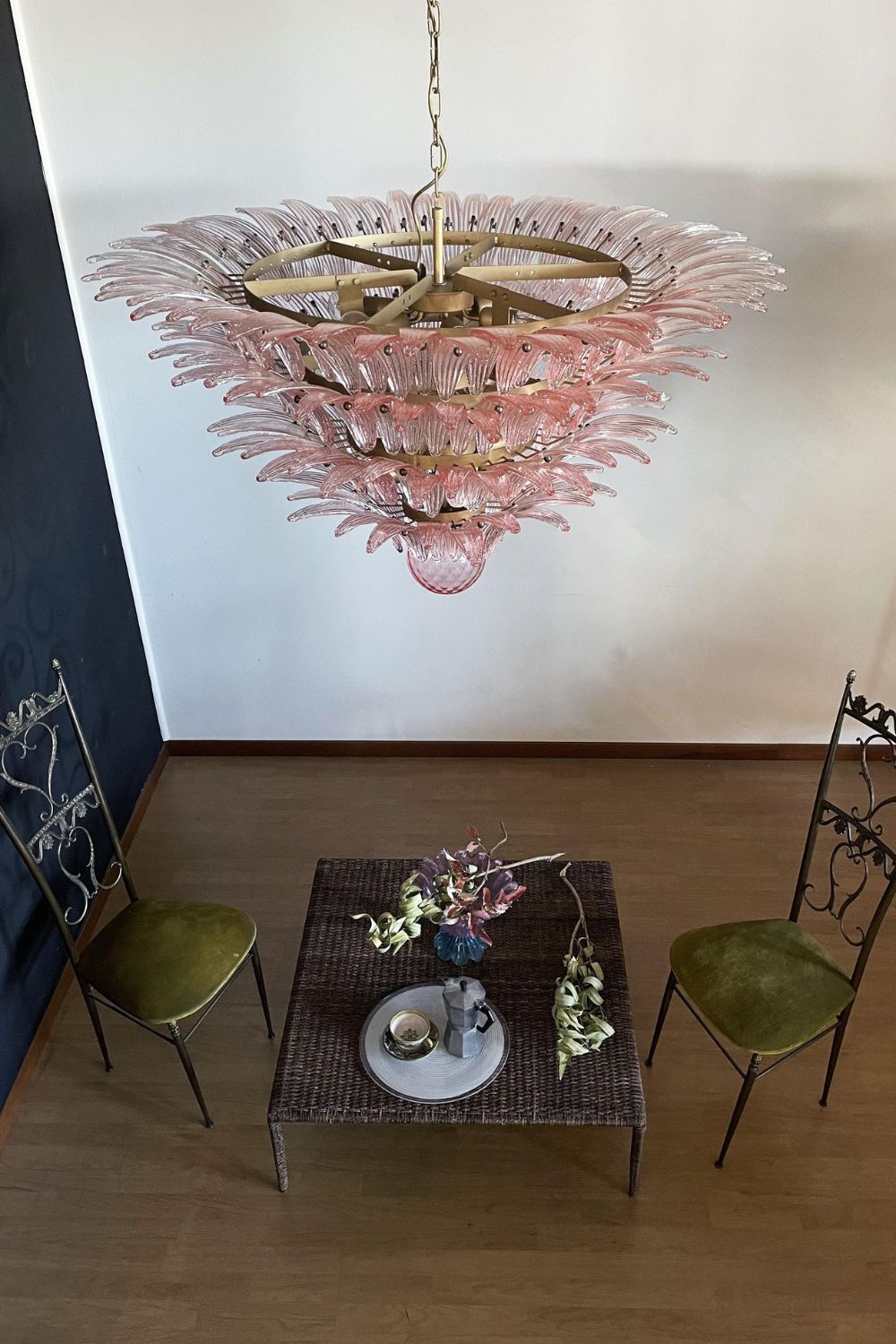 Art Four-tier pink glass palm leaf chandelier - view 5 | everlamps