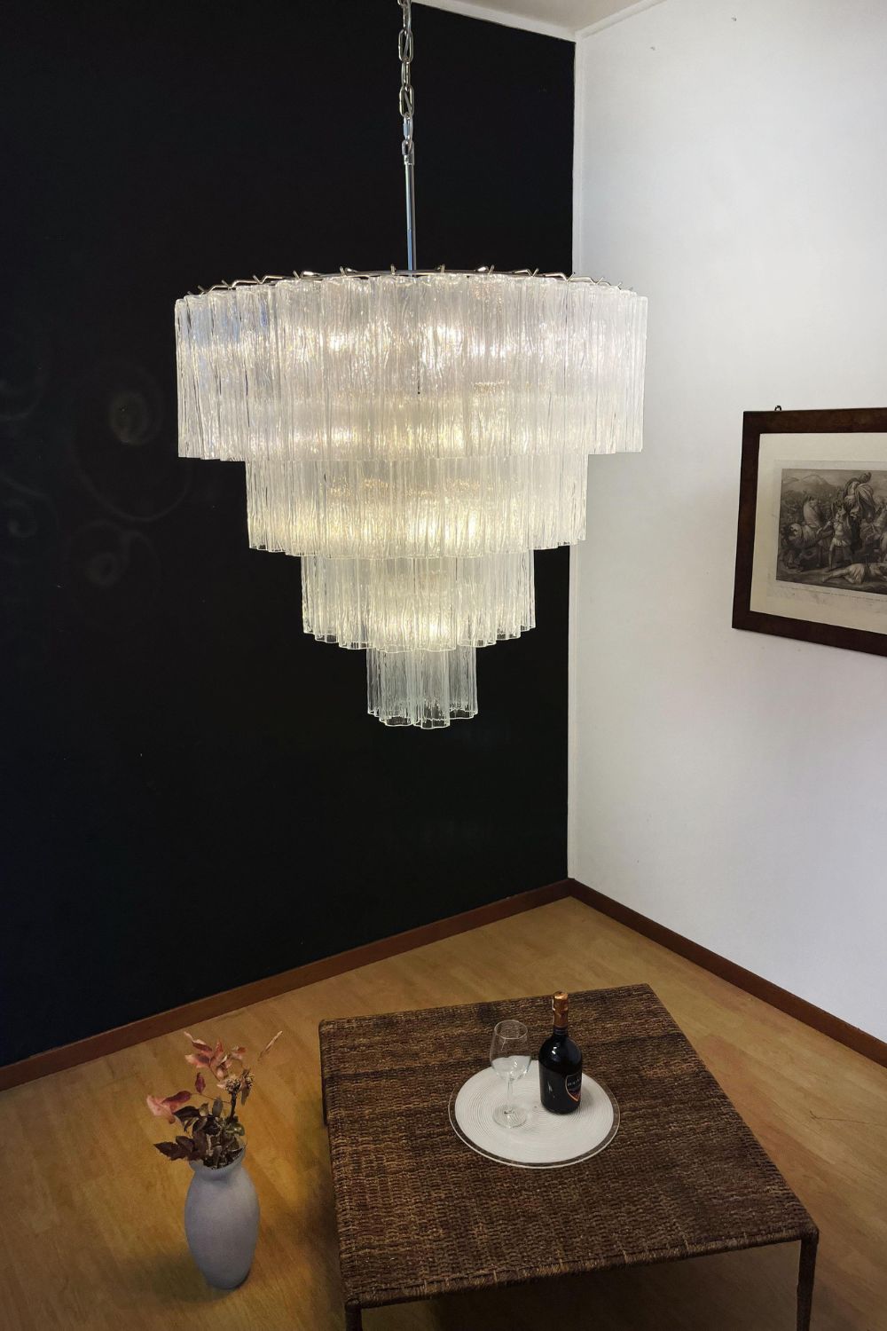 Art clear glass tiered chandelier - view 2 | everlamps
