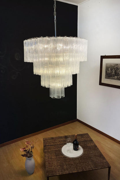 Art clear glass tiered chandelier - view 2 | everlamps