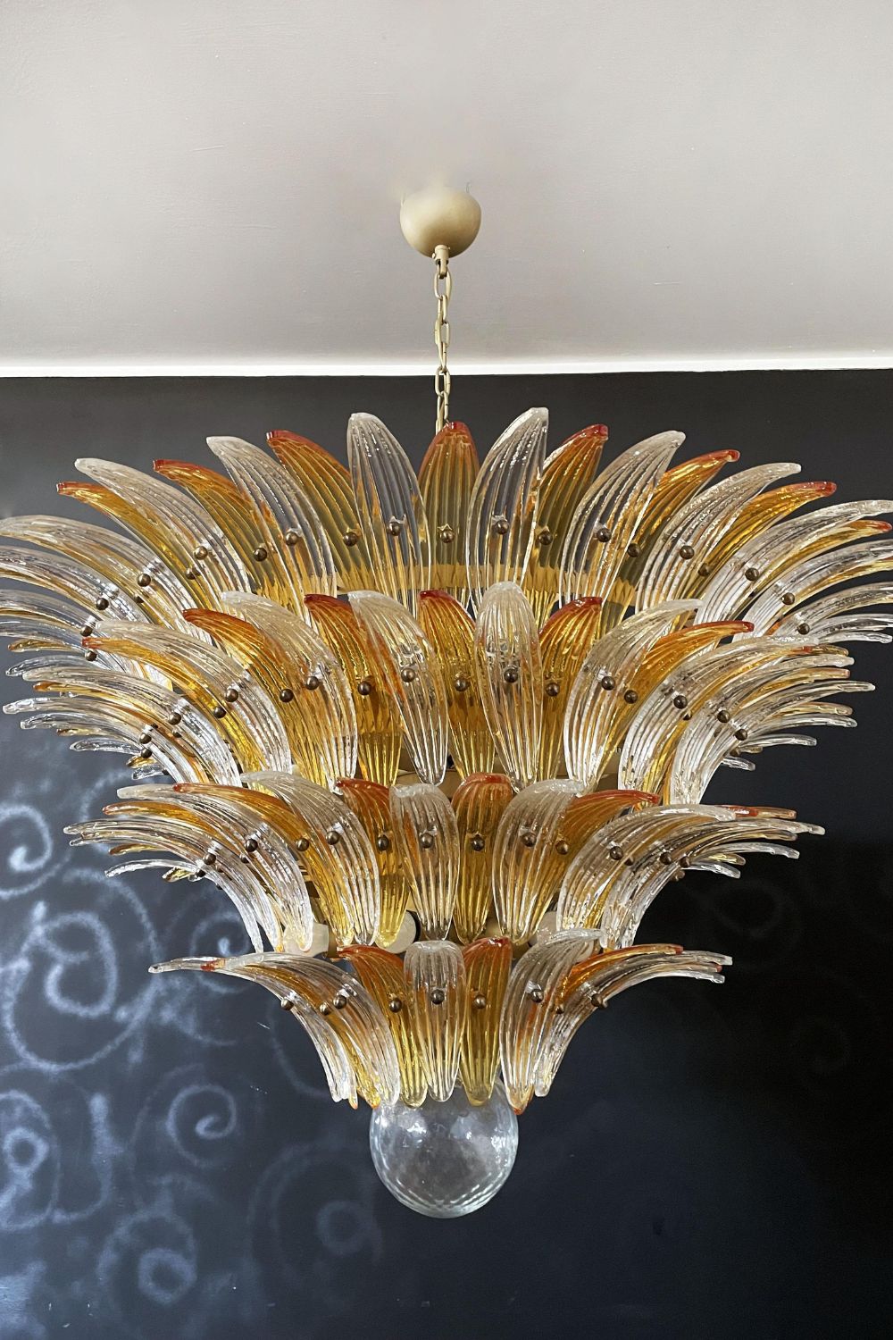 Amber and Clear Art Glass Palmette Chandelier - view 12 | everlamps