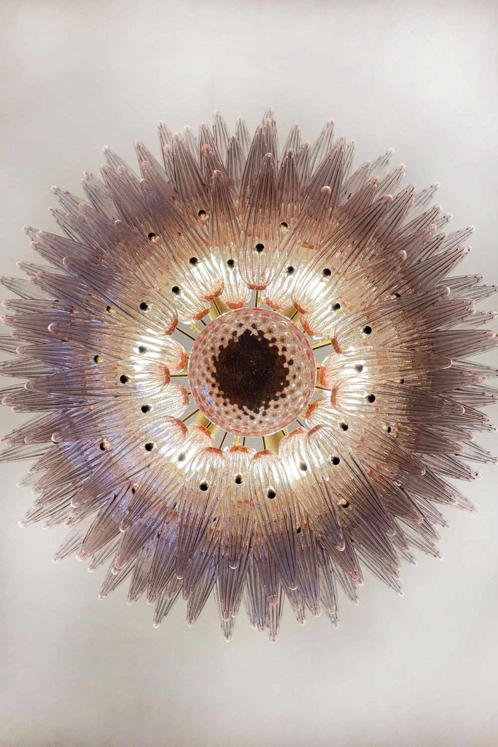 Art Four-tier pink glass palm leaf chandelier - view 11 | everlamps