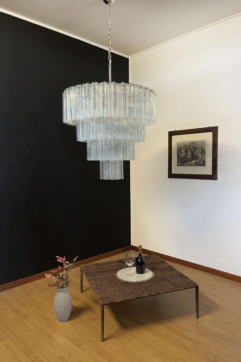 Art clear glass tiered chandelier - view 10 | everlamps
