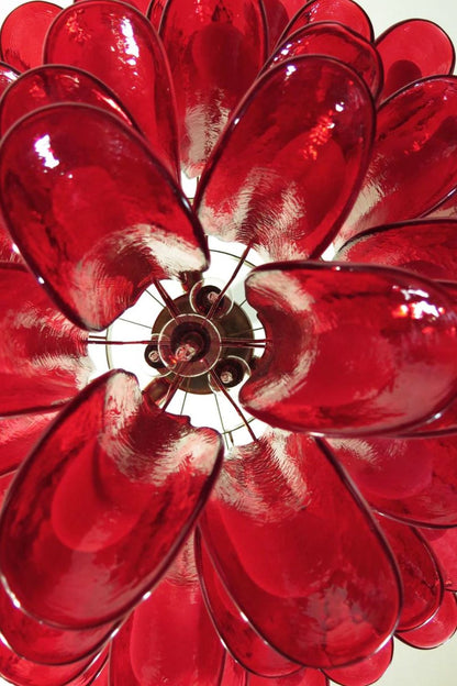 Red Art Glass Petal Chandelier - view 16 | everlamps