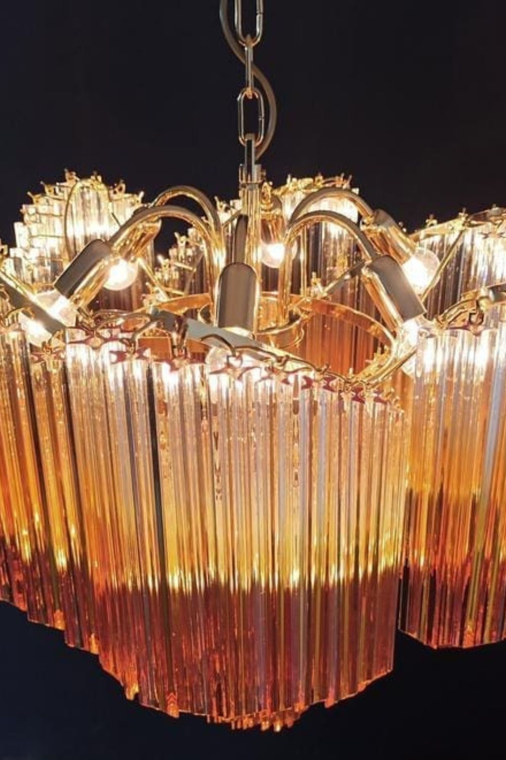 Shaded Amber Art Crystal Prism Chandelier - view 13 | everlamps