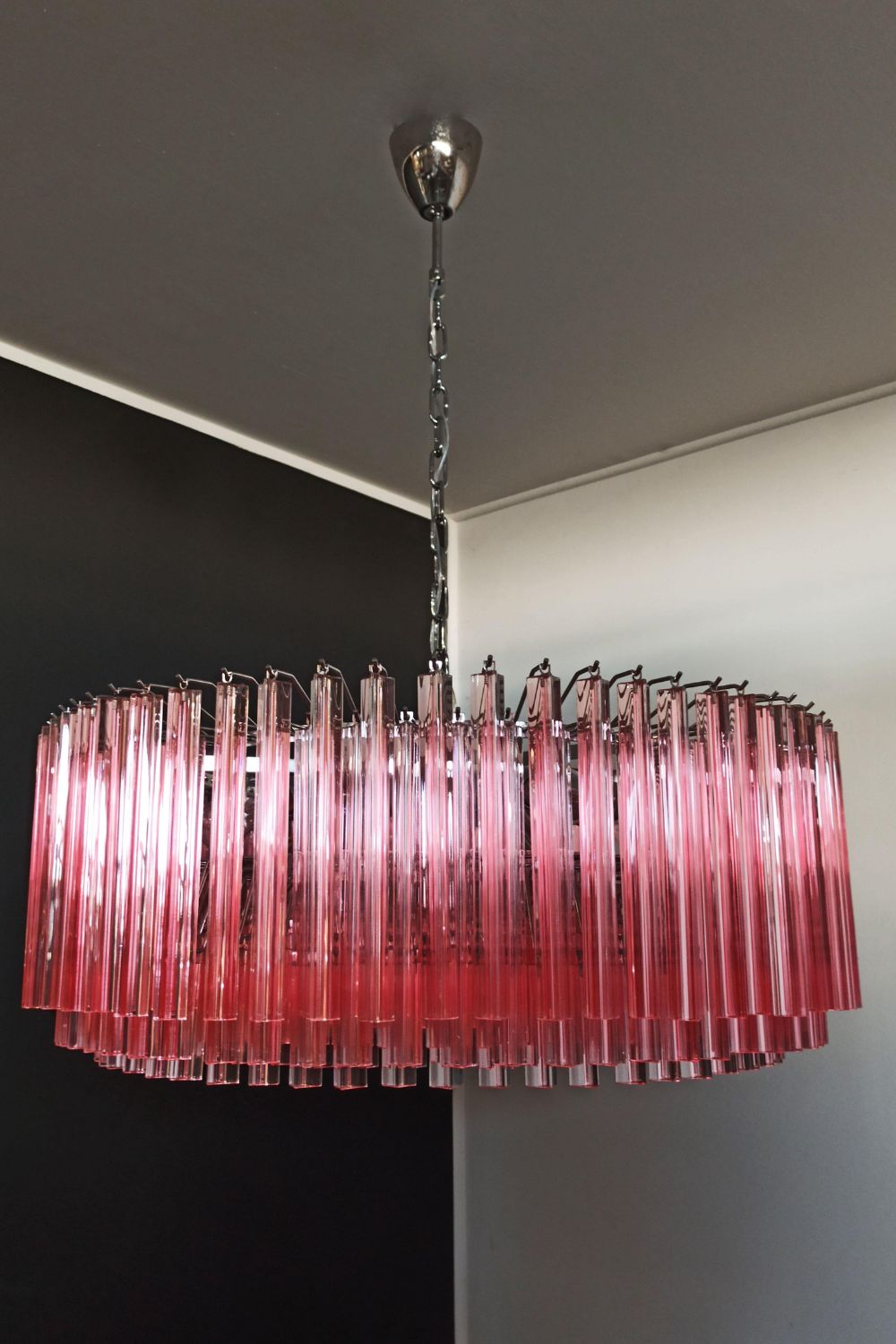 Large pink Art Triedri glass prism chandelier - view 6 | everlamps