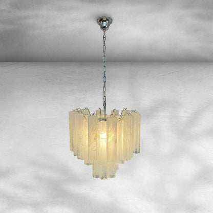 Venetian Handblown Tube Glass Chandelier 25.6" White 36 Tubes