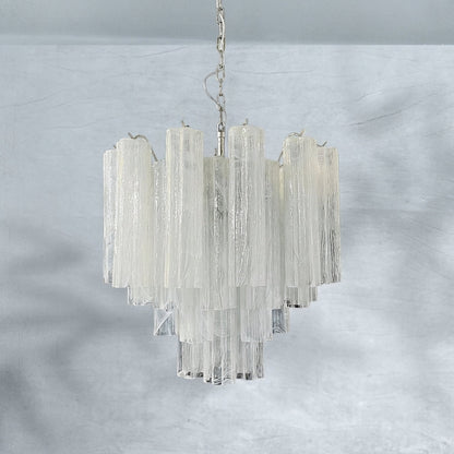 Venetian Handblown Tube Glass Chandelier 25.6" White 36 Tubes
