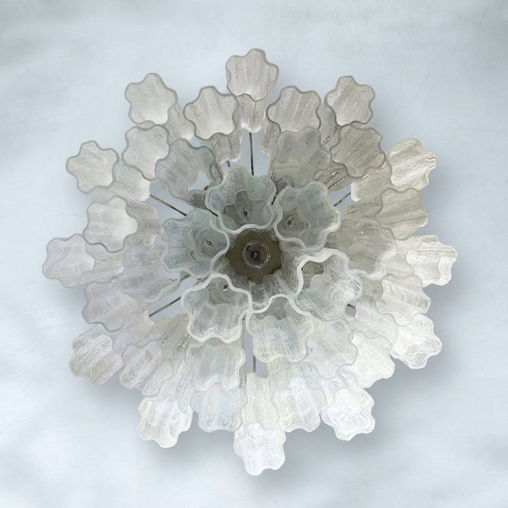 Venetian Handblown Tube Glass Chandelier 25.6" White 36 Tubes