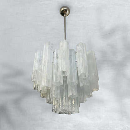 Venetian Handblown Tube Glass Chandelier 25.6" White 36 Tubes