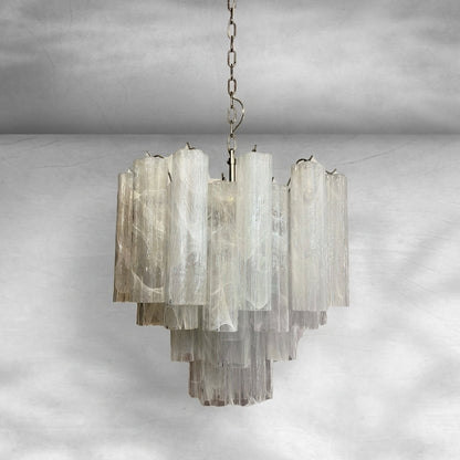 Venetian Handblown Tube Glass Chandelier 25.6" White 36 Tubes