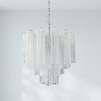 Venetian Handblown Tube Glass Chandelier 25.6" White 36 Tubes