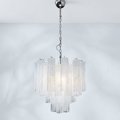Venetian Handblown Tube Glass Chandelier 25.6" White 36 Tubes