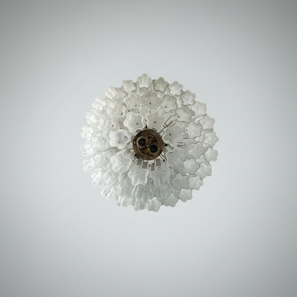 Venetian Handblown Tube Glass Chandelier 25.6" White 48 Tubes