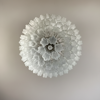 Venetian Handblown Tube Glass Chandelier 33.4" White