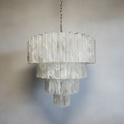 Venetian Handblown Tube Glass Chandelier 33.4" White