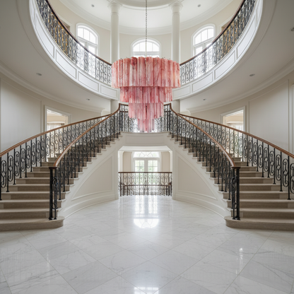 Venetian Handblown Tube Glass Chandelier 33.4" Pink