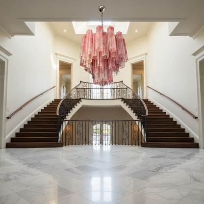 Venetian Handblown Tube Glass Chandelier 25.6" Pink 36 Tubes