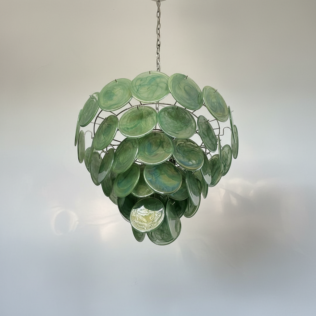 Dora Handblown Disc Glass Chandelier 27.6" Green