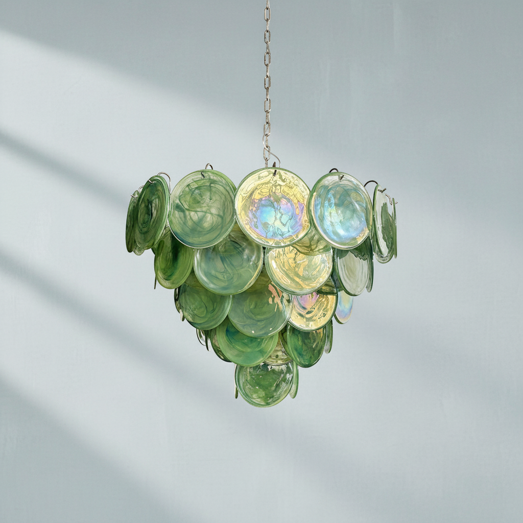 Dora Handblown Disc Glass Chandelier 27.6" Green