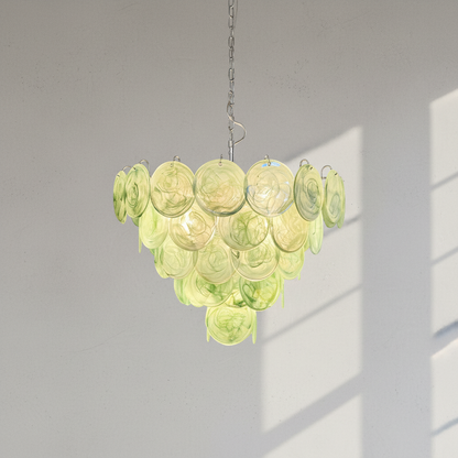 Dora Handblown Disc Glass Chandelier 27.6" Green